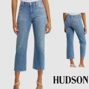 Hudson Noa High Rise Straight Cropped Jean Frayed Hem in Addison Size 26